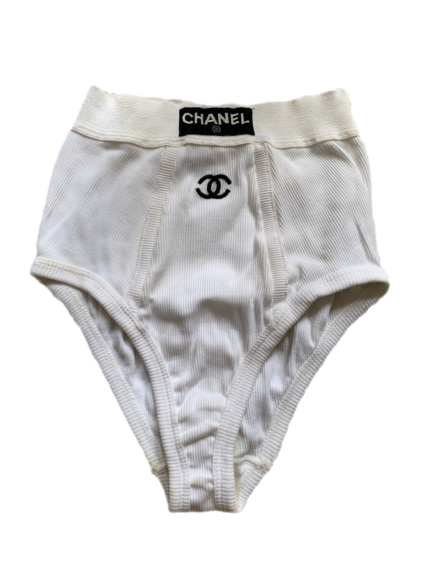 Vintage Chanel Logo White Briefs 