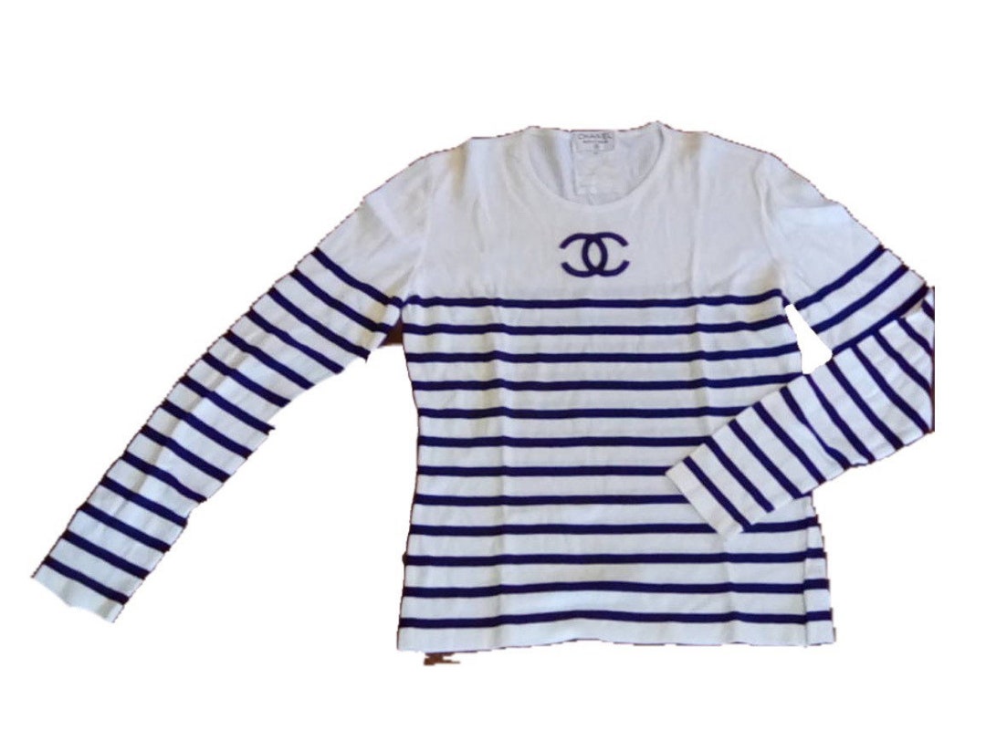 90s vintage CHANEL BOUTIQUE Stripe Tee