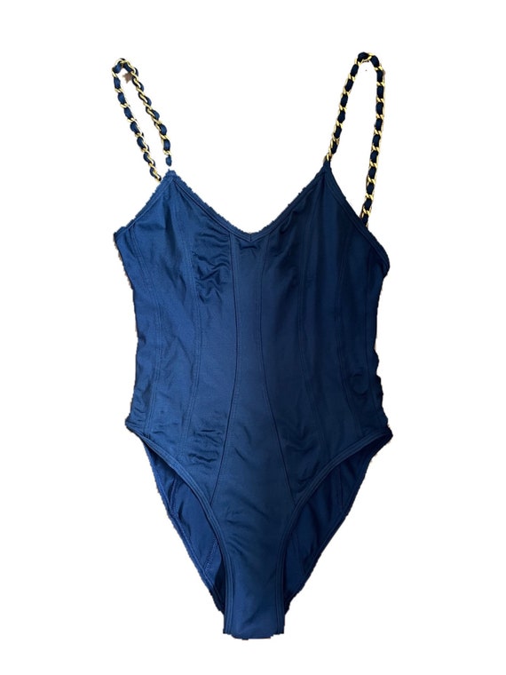 Vintage Chanel Navy Blue Chain Swimsuit - Etsy