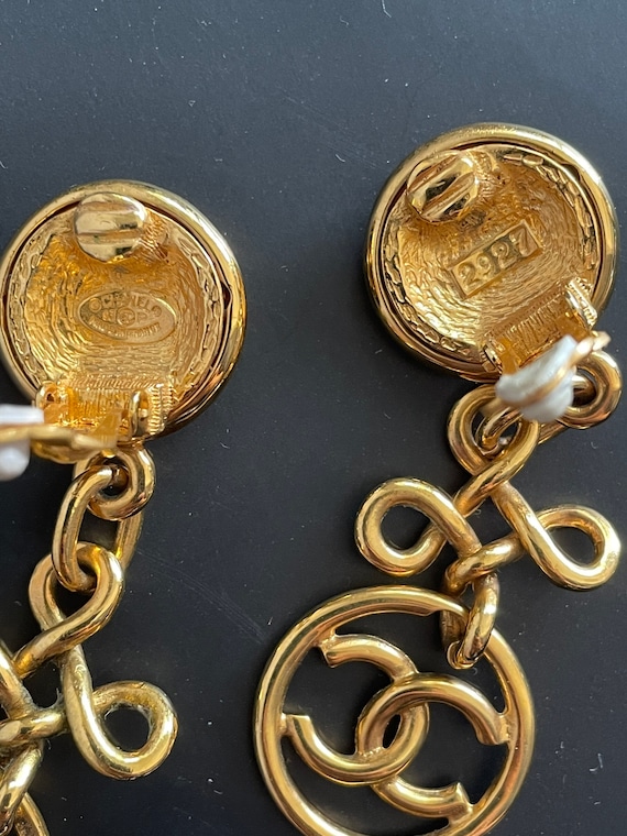 Vintage Butler and Wilson Gold & Pearl Rope Twist Earrings 1980s