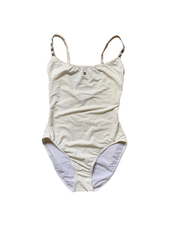 Vintage Chanel Logo White Swimsuit/One-Piece