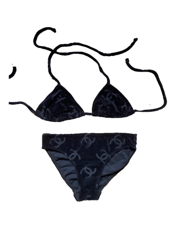 Vintage Chanel 1996P Black Velour Bikini - Etsy Hong Kong Vintage Chanel 1996P Black Velour Bikini - Etsy Hong Kong