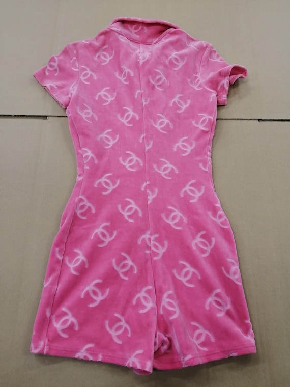 Vintage Chanel S/S 1996 Pink Velour Romper 