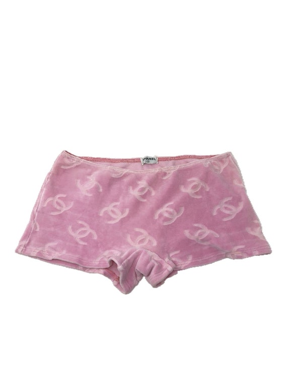 Vintage Chanel 1996P Pink Velour Shorts 