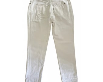 Vintage Chanel Logo White Denim Jeans