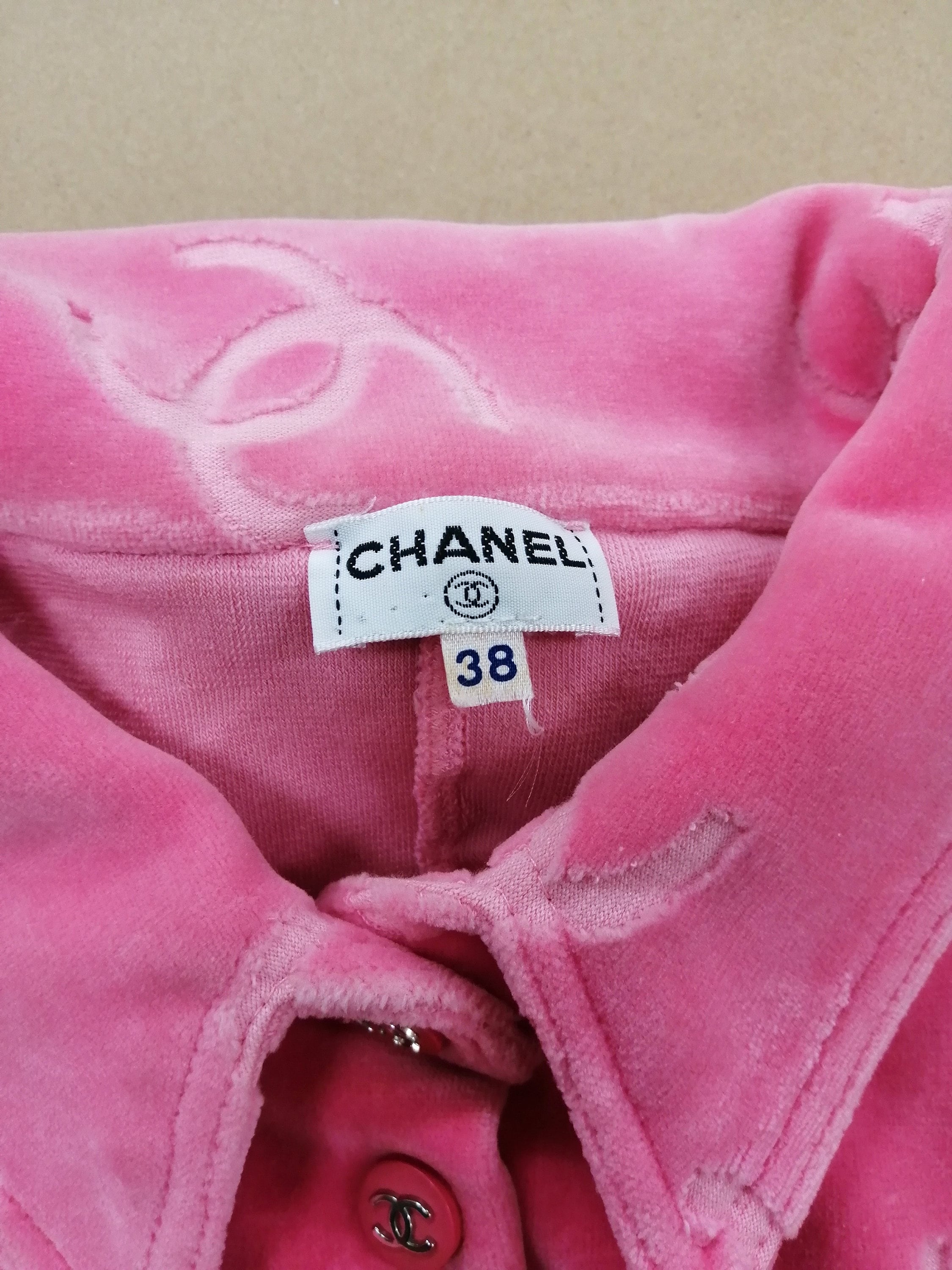 Vintage Chanel S/S 1996 Pink Velour Romper 