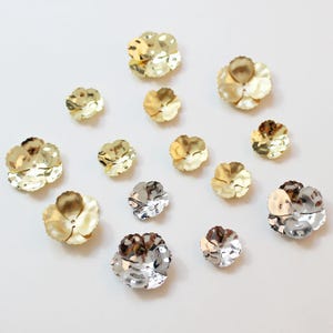 6pcs Flower Beadcaps, Gold Plated Double Flower bead caps, Bulk bead caps, Flower Bead Support Jewelry Findning, Craft Supplies