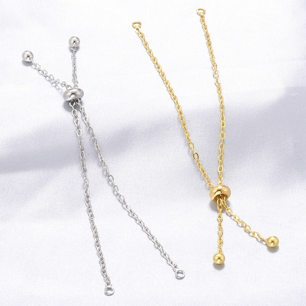 5/10pcs Gold Plated Half Finished Sliding Adjustable Bracelet, Stopper beads connector link finding