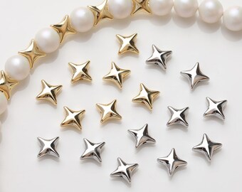 U8MO 20x Real 18K Gold Plated Brass Star Beads For Jewelry Making 5x5x2 5mm Hole 1mm
