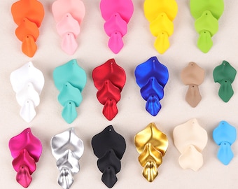 10Pcs Colorful Acrylic Petal Charms,Resin Flower Petal Pendant,Resin Folds Petal Earring Charms, Earring Accessories Jewelry Findings