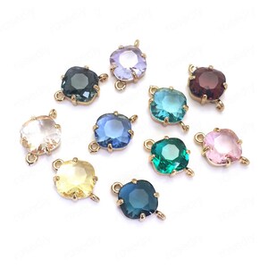 10pcs 17x11MM Diamond Crystal Glass Charm , Gold plated Pendant, Faceted Frame Glass Connector Charm, Gemstone Jewelry Findings