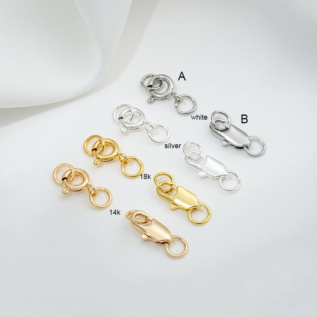 10pcs Gold Plated Brass Lobster Clasp With Closed Ring, Necklace
