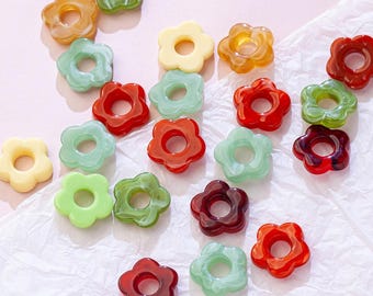 10pcs 20x19mm Flower shaped Resin Charm Pendant, 27 colors Acetate Acrylic Hollow Flower Earring Charm DIY Jewelry（no hole）