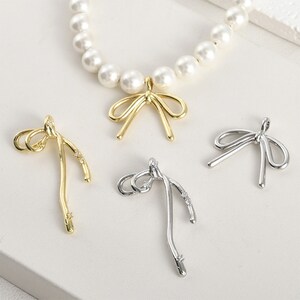 10pcs Bowknot Charm Pendant,Gold Plated Bow Pendant Charm,CZ Pave Findings, Crafts Supplies, Diy Jewelry Earring Necklace Attachment