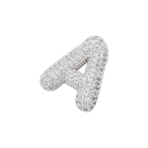 Colgante con letra inicial de circonita cúbica, colgante con alfabeto de burbujas de plata, dije con letra de circonita cúbica, joyería personalizada, dije para collar
