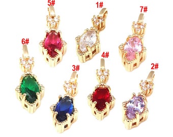 10 Stück Kristallglas Teardrop Anhänger Charm, facettierter Rahmen Glasstecker Charm, vergoldeter Edelstein Schmuck liefert Zubehör
