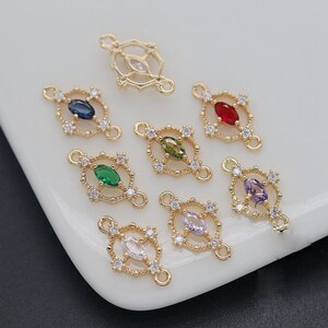 10pcs Oval Crystal Glass Charm Pendant,10x16mm Faceted Frame Glass Connector Pendant,Gemstone Charms, Jewelery Making Supplies