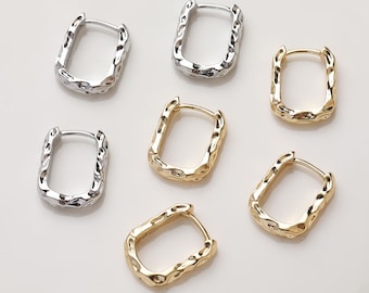 6pcs Gold Plated Brass Square Hoop Earring,u Shaped Hoops,french