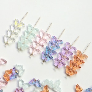 Glas Schmetterling Charm, 8 x 15 mm, vielseitige Perle, mehrfarbige Schmetterling Perlen DIY Versorgung