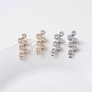 6pcs Gold Plated Grape Zircon Ear Studs, Post Earring Studs With loop, Earring Connector, Earring findings jewelry supply,DIY material