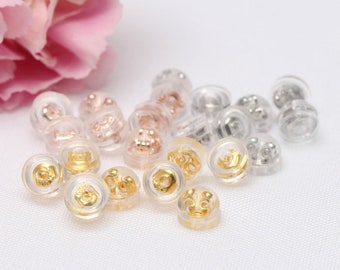 100pcs Silicone Earring Backs,Rubber Ear Backs Stoppers, Gold Earrings Nuts,5x4mm