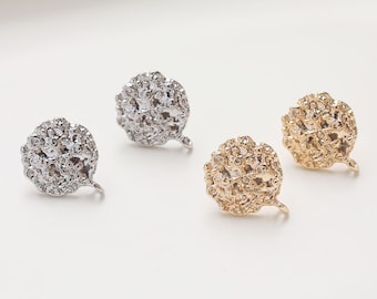 Orecchini a perno placcati oro e ossido di zirconio, 6 mm, forma quadrata con strass, brillanti bianchi, gioiello unisex