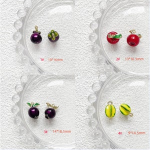 10pcs Enamel 3D Fruit Collection Charm, Gold Plated Strawberry/durian ...