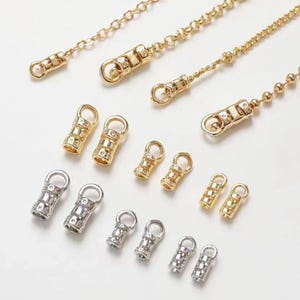 14K Gold Plated Brass Crimp End,Cord End Crimp,Necklace Chain Ends,Chain Clasp end,Chain Connector,DIY Accessories Findings