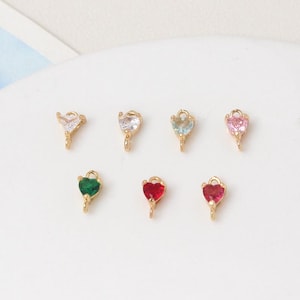 10pcs Heart Crystal Glass Charm Pendant, Glass Faceted Lucite Pendant,Bezel Gemstone Connector,Handmade Jewelry Supplies 5x9mm