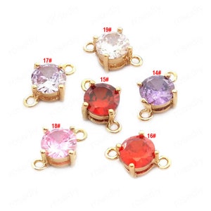 10pcs Round  Crystal Glass Pendant  Charm,Round connector charm,Faceted Frame Glass Connector Charm,Gemstone Jewelry Supplies Findings