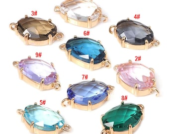 10 Stück ovale Form Kristallglas Anhänger Charme, vergoldet Anhänger, facettierten Rahmen Glas Stecker Charme, Edelstein Schmuck liefert Zubehör