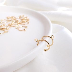 10Pcs 12MM Non Piercing Clip Earrings, Ear Cuff with loop,ear clip,ear jacket,Clip on Ear Cuff Gold Plated over Brass