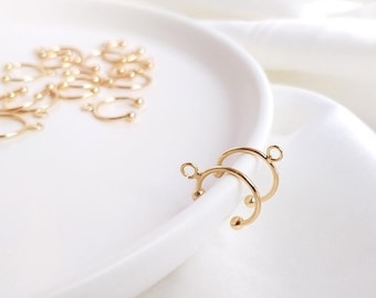 10Pcs 12MM Non Piercing Clip Earrings, Ear Cuff with loop,ear clip,ear jacket,Clip on Ear Cuff Gold Plated over Brass