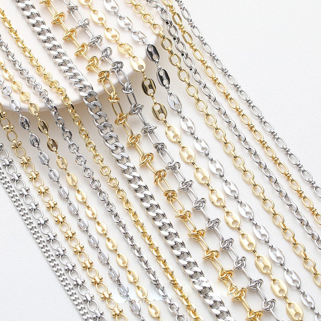 Knot Chain Options 50cm Gold Plateding Knot Chains, Cable Link Chain, DIY Bracelet ...