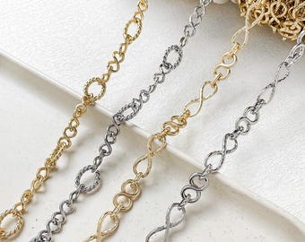 50cm Gold Plated Figure 8 Link Chain, Bulk Cable Chain DIY Jewelry Making Supplies