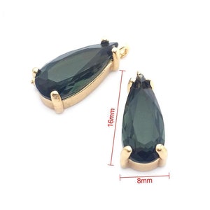 6pcs Teardrop Crystal Glass Pendant Charm ,Gold plated Pendant, Faceted Frame Glass Connector Charm, Gemstone Jewelry Supplies Findings