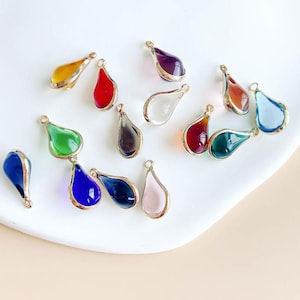 10 Stück 10 x 18 mm Teardrop Kristallglas Charm Anhänger, Wassertropfen Glasperlen, Rahmen Glasedelstein Anhänger, Schmuck liefert Zubehör