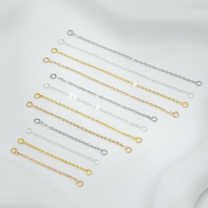 10pcs 3/6/9CM Gold Plated Brass Chain Connector with 2 Closed Ring,Extender Chain,Chain Extensions, Chain Link,Necklace Extension