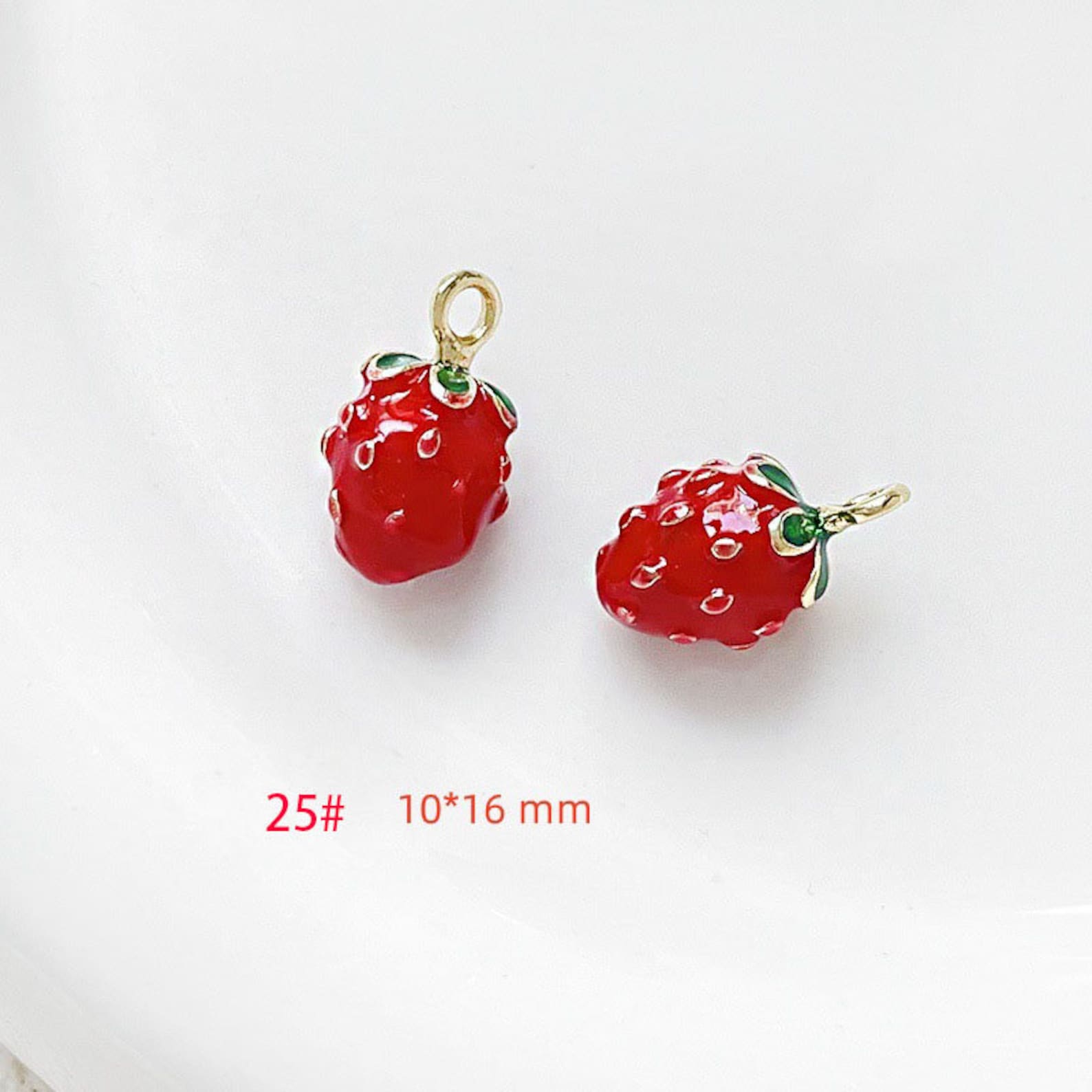 10pcs Enamel 3D Fruit Collection Charm, Gold Plated Strawberry/durian ...