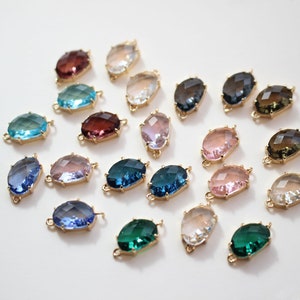 10pcs 9x15mm Vintage Crystal glass Charm,Faceted Frame Crystal Connector Pendant, Irregular oval Charm, Gemstone Jewelry,Making Supplies