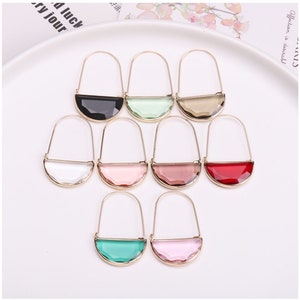 10pcs Semicircle Crystal Glass Charm Pendant,Faceted Frame Glass Connector Charm, Gold plated Gemstone Jewelry Supplies Findings