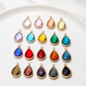 10pcs Crystal Glass Teardrop Charm Pendant,28 colors Glass Faceted Lucite Pendant,Water drop Gemstone Charms, Jewelry Supplies, 10x18mm