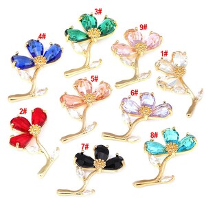 4pcs 20x29MM Flower Crystal Glass Pendant Charm,Faceted Frame Glass Connector Charm, Gold Plated Gemstone Jewelry Supplies Findings