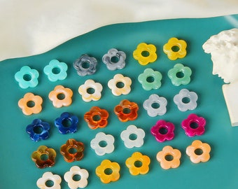 10pcs 15mm Flower-shaped Resin Charm Pendant, Acetate Acrylic Fresh Colors Hollow Flower Earring Charm DIY Jewelry