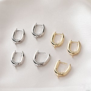6pcs Gold Plated Hoops Earring,Brass U Shape Ear Stud Post,Earring Accessories Jewelry Making, 925 Sterling Silver Ear Stick