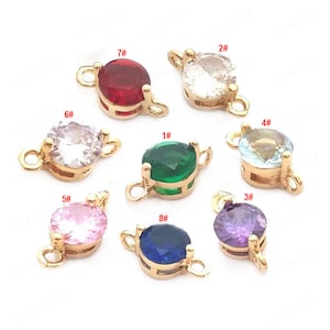 10pcs  Round Crystal Glass Pendant  Charm ,Gold plated Round Pendant ,Faceted Frame Glass Connector Charm,Gemstone Jewelry Supplies Findings