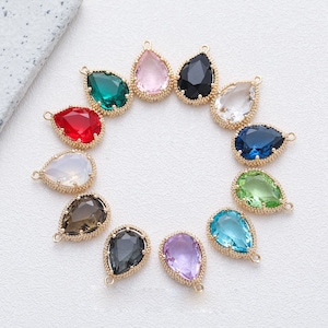 6 Stück 13 x 19 mm Träne Kristallglas Charme, vergoldete Tropfen Anhänger, facettierte Rahmen Glasanhänger, Edelstein Schmuck, Herstellung Lieferungen