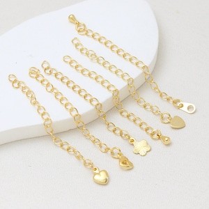 10pcs 58mm, Gold Plated Brass Drop/Heart/Flower Extension Chian,Star Extension Chain,Bracelet Extender Chain,Necklace Extension chain