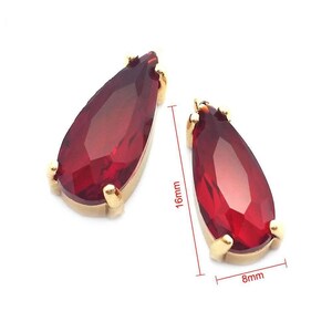 6pcs Crystal Glass Teardrop Pendant Charm ,Gold plated Pendant,Faceted Frame Glass Connector Charm, Gemstone Jewelry Supplies Findings