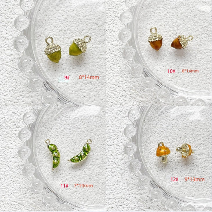 10pcs Enamel 3D Fruit Collection Charm, Gold Plated Strawberry/durian ...